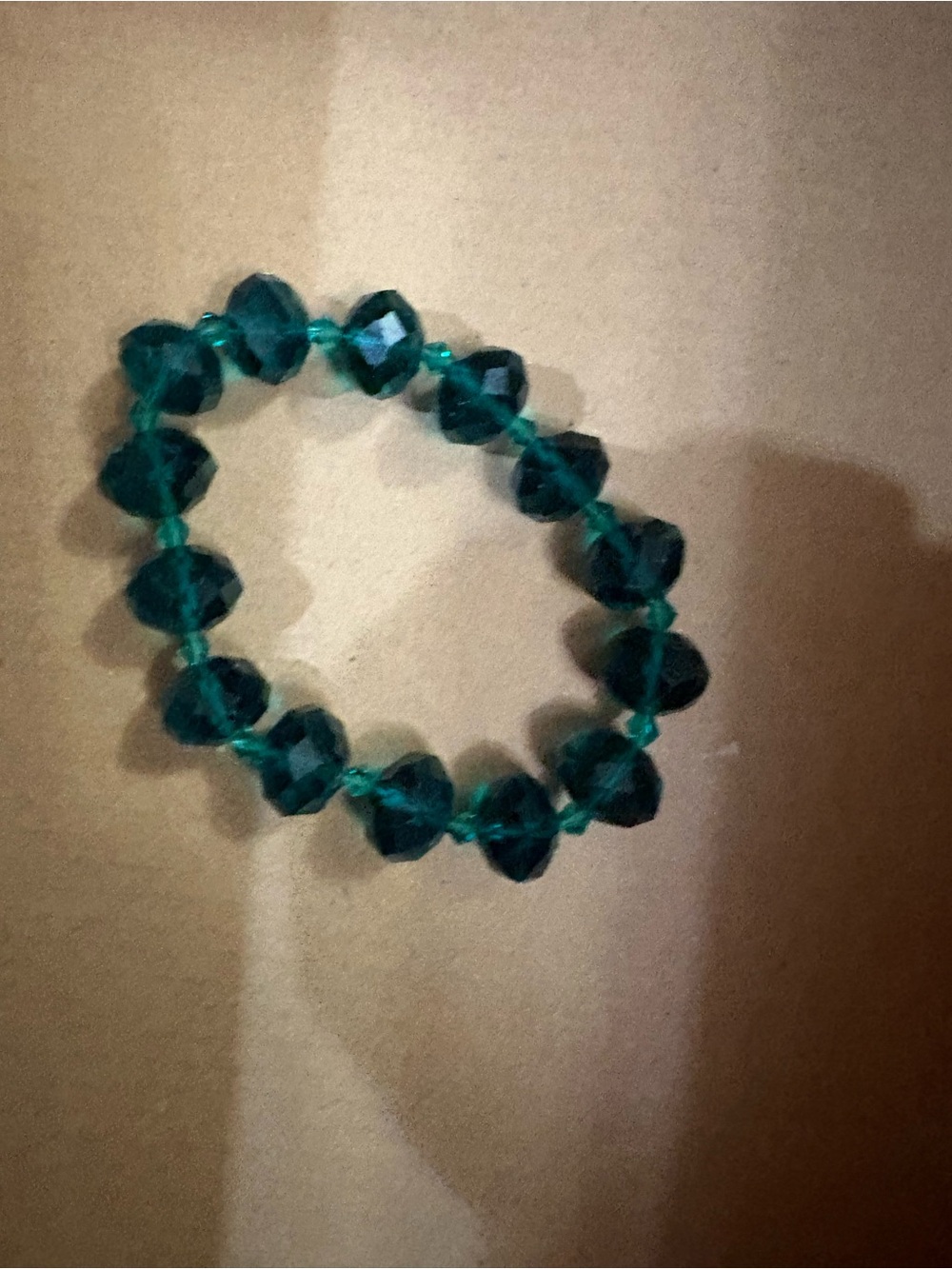 Faceted Teal Bead Stretch Bracelet - Women Jewelry